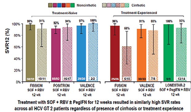 Abbildung 3:SVR bei Patienten mit Genotyp 2 unter Sofosbuvir-basierter  Therapie.