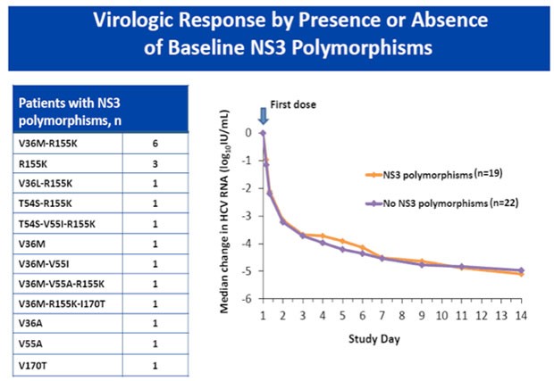Virologic Response by Presence of Absence of Baseline ns3 Polymorphisms